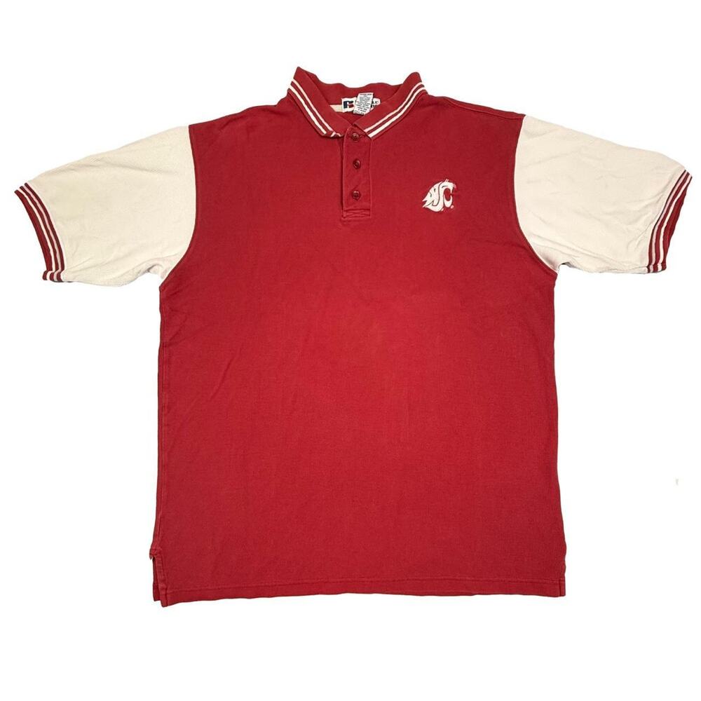 Vintage 90s Washington State Cougars Polo Size L Russell Athletic